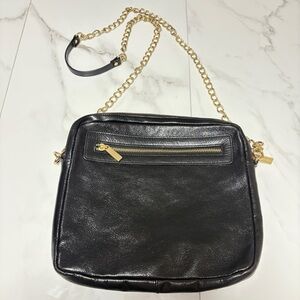 DANIER BLACK LEATHER CROSSBODY BAG CHAIN STRAP GOLD TONE HARDWARE